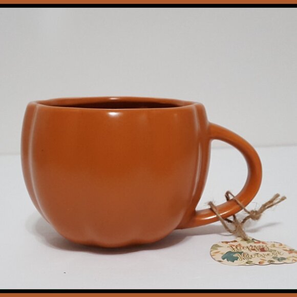 NEW Global Design Set of 4 Happy Harvest Pumpkin Shaped Stoneware Mugs 19 OZ - Picture 3 of 7